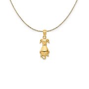 14k Yellow Gold Polished 2D Sitting Dog (23mm) Necklace