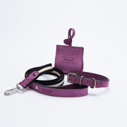 Fuchsia nubuck leather dog waste bag holder