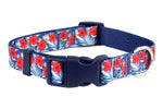 Parisian Pet 'Hibiscus' Collar for Dogs & Cats – Vibrant Blue Dog Collar with Adjustable Fit and Tropical Floral Pattern