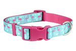 Parisian Pet 'Flamingos' Collar for Dogs & Cats, Comfortable Dog Collar, Luxury Pet Collar, Durable Pet Collar, Light Blue & Pink-Valentine's Day