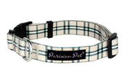 Parisian Pet 'Scottish Plaid' Collar, for Dogs & Cats, Adjustable Pet Collar, Stylish Plaid Dog Collar Khaki