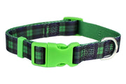 Parisian Pet 'Scottish Plaid' Collar for Dogs & Cats – Stylish Green Blue Dog Collar with Plaid Design and Adjustable Strap