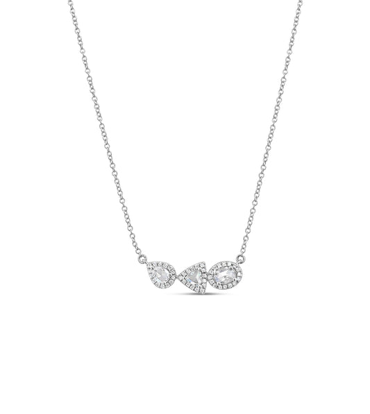 OLIVE & CHAIN Diamond Rose Cut Mixed Necklace - White Gold
