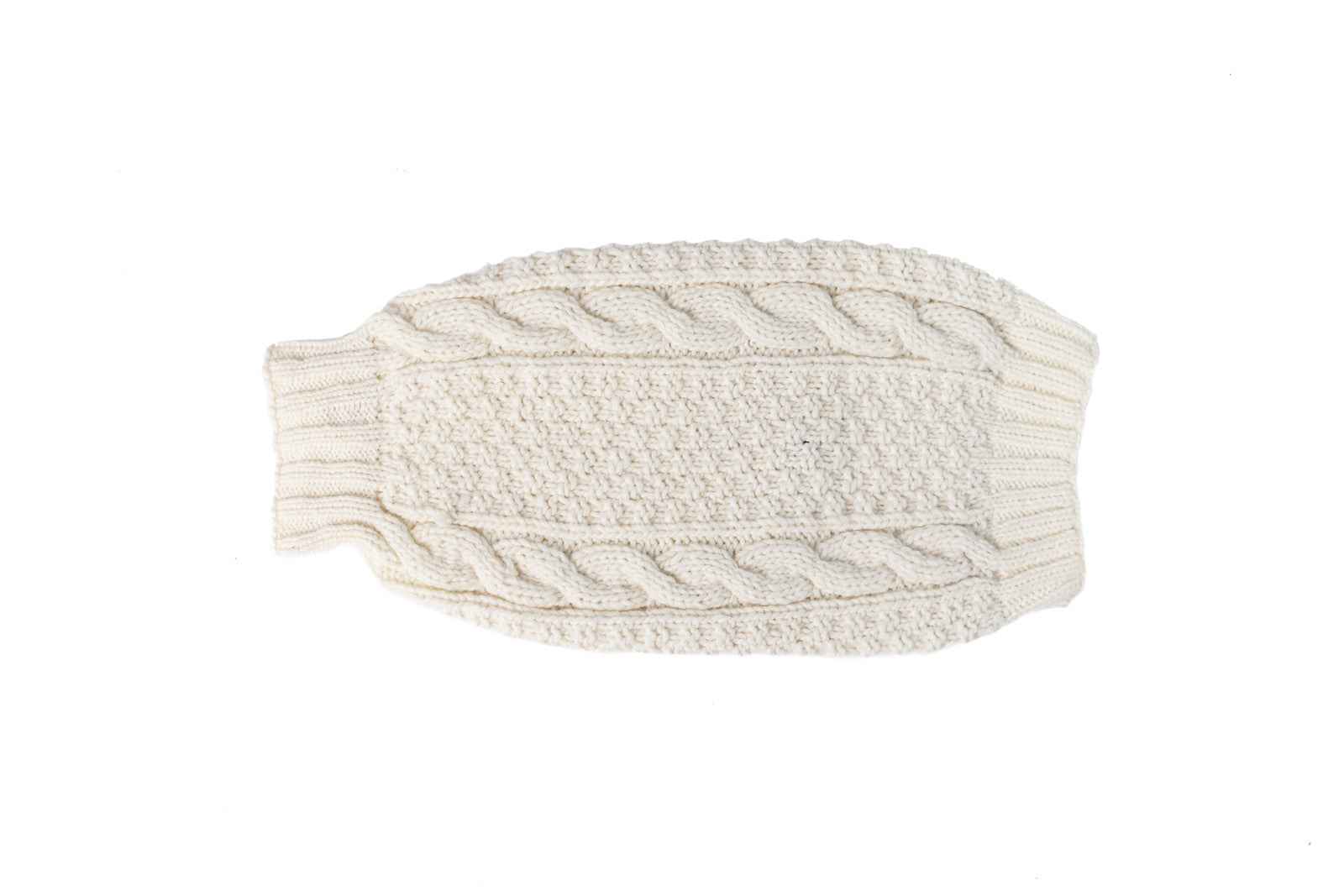 Hand Knit Wool Natural Cable Hat