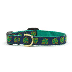 Navy Shamrock Small Breed Dog Collar