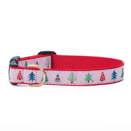 Up Country Pink Pines Wide Cast Brass Dog Collar