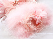 Unique Pet Feather Tutu Dog Lace Dress Princess Dress Pink Swan for Wedding Party Birthday Festival One Piece 