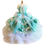 Handmade Luxury Dog Trailing Dress Pet Clinoline Weddings Gown 