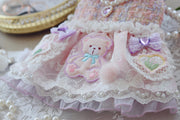 Handmade Teddy Puppy Dress Pink Lace Tweed Skirt