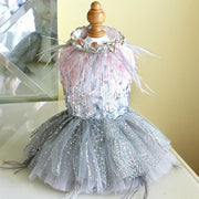 Handmade Glamorous Sequin Feather Pet Clothing Elegant Sparkling Dog Princess Dress 