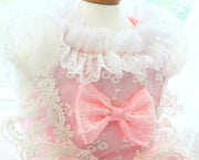 Elegant Pink Lace Dog Dress Trailing Handcrafted Princess Tutu Gown for Wedding Party 