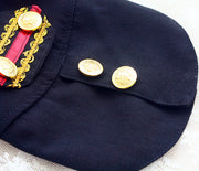 Handcrafted Royal Military Pet Suit Gold Trimmed Dog Outfit Jacket Suit Shirt Two-Piece Prince Uniform Badge 