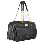 Pet Carrier – Quilted PU Leather with Gold Chain 