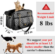 Pet Carrier – Quilted PU Leather with Gold Chain 