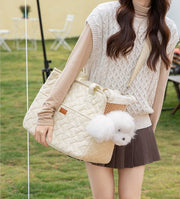 Cream Quilted Pet Carrier – Minimal, Soft & Lightweight 