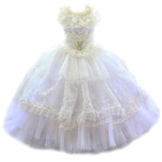Handmade Victorian Inspired White Crinoline Unique Pet Clothes Dog Wedding Dress Elegant Bridal Gown 