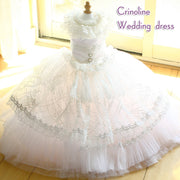 Handmade Victorian Inspired White Crinoline Unique Pet Clothes Dog Wedding Dress Elegant Bridal Gown 
