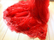 Handmade Luxury Pet Gown Red Lace Princess Dog Dress Weddings Special Occasions Photo Shoots Holiday Birthday 