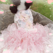 Luxury Dog Wedding Dress Pink Ball Gown 