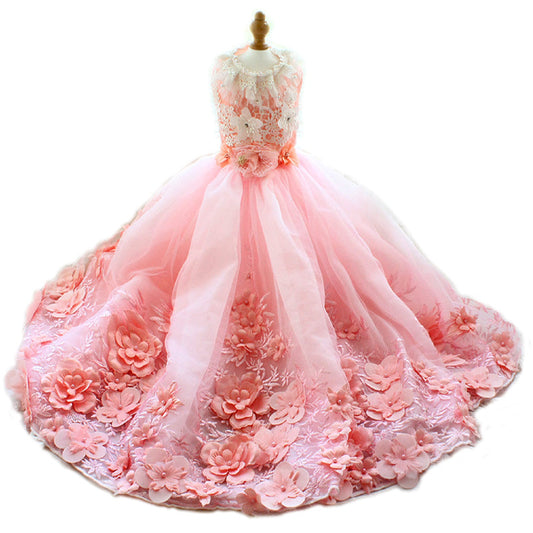 Luxury Dog Clothes Princess Pet Wedding Dress Pink Dog Gown 