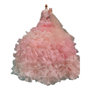 Luxury Dog Wedding Dress Pink Ball Gown 