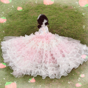 Luxury Dog Wedding Dress Pink Ball Gown 