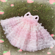 Luxury Dog Wedding Dress Pink Ball Gown 
