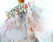 Handmade Glamorous Sequin Feather Pet Clothing Elegant Sparkling Dog Princess Dress 