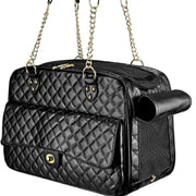 Pet Carrier – Quilted PU Leather with Gold Chain 