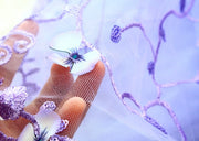 Handmade Luxury Pet Trailing Dress Dogs Cats Floral Embroidered Purple Gown 