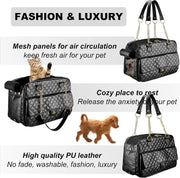 Pet Carrier – Quilted PU Leather with Gold Chain 