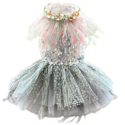 Handmade Glamorous Sequin Feather Pet Clothing Elegant Sparkling Dog Princess Dress 