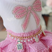 Handmade Chic Puppy Suit Pink Tweed Skirt Outfit