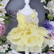 Handmade Elegant Yellow Pearl Princess Dress