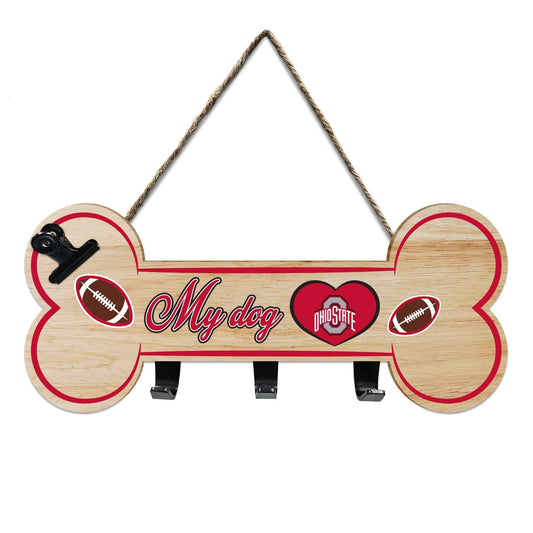 Ohio State Bone Shape Sign With Hooks