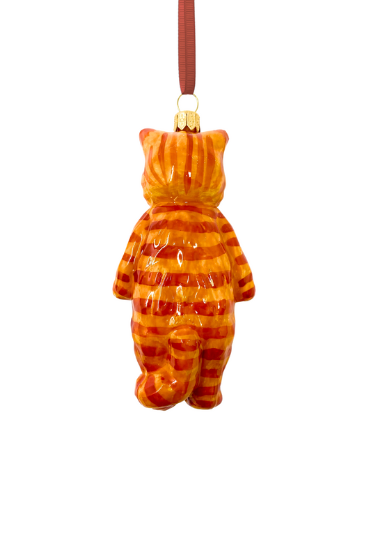 Oliver Ginger Cat Glass Ornament 
