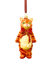 Oliver Ginger Cat Glass Ornament 