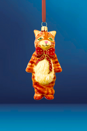 Oliver Ginger Cat Glass Ornament 