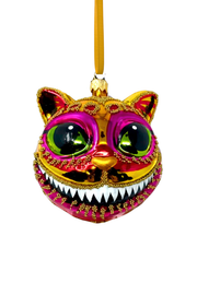 Citrine Cheshire Cat Glass Ornament 