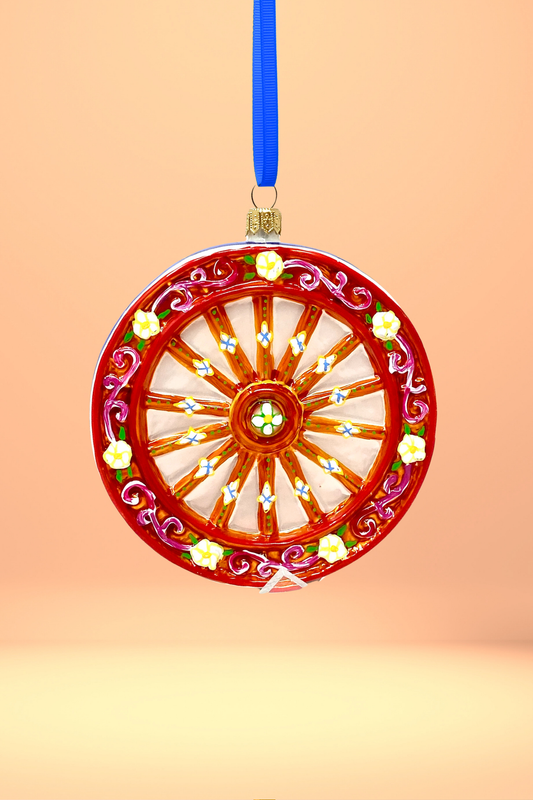 Sicilian Carretto Wheel Polish Glass Ornament (Orange) - Southlake Paws