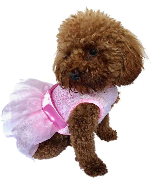 Zsa Zsa Dog Tutu Dress, Pink Sequins 