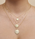 Load image into Gallery viewer, OLIVE & CHAIN Diamond Fluted Medallion Necklace - Yellow Gold, 10mm, 16" cable
