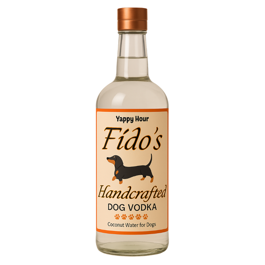 Fido's Handcrafted Coconut Dog Water dog hydration treat bottle on white background