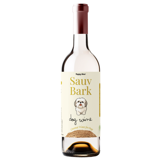 Sauv Bark Coconut Dog Water dog hydration treat bottle on white background