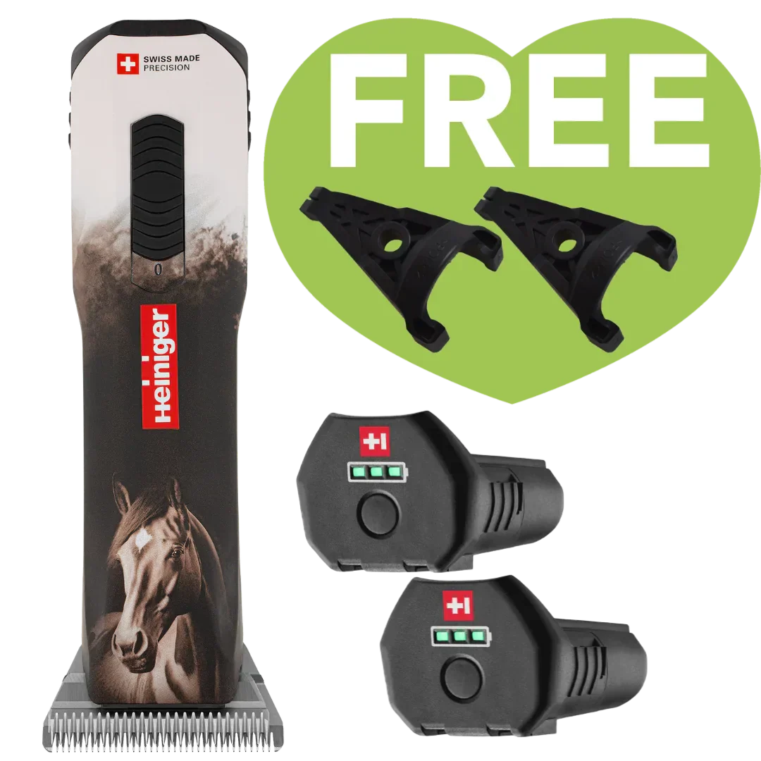 Opal Horse Design Cordless Clipper with Two Batteries with Free Grip by Heiniger
