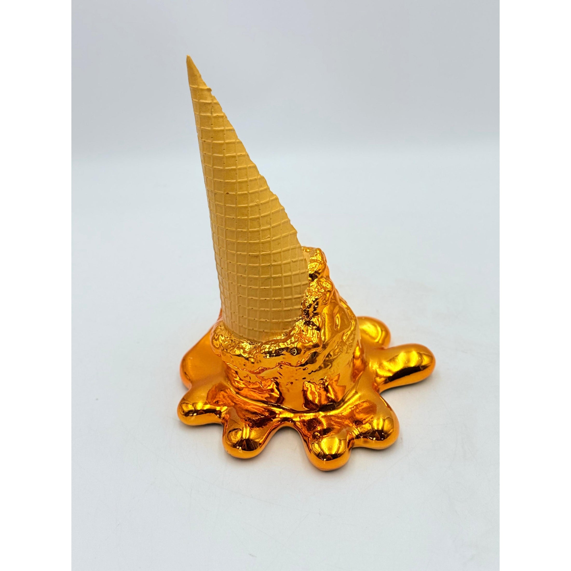 Opps! No.1 Melting Ice Cream Sculpture - Gold Chrome Edition - gold chrome opps no 1 melting ice cream sculpture, luxury…