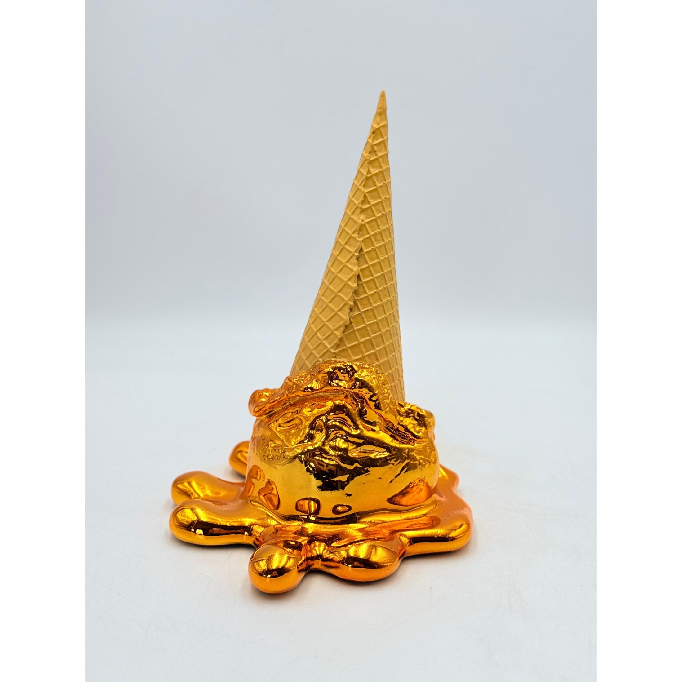 Opps! No.1 Melting Ice Cream Sculpture - Gold Chrome Edition - gold chrome opps no 1 melting ice cream sculpture, luxury…