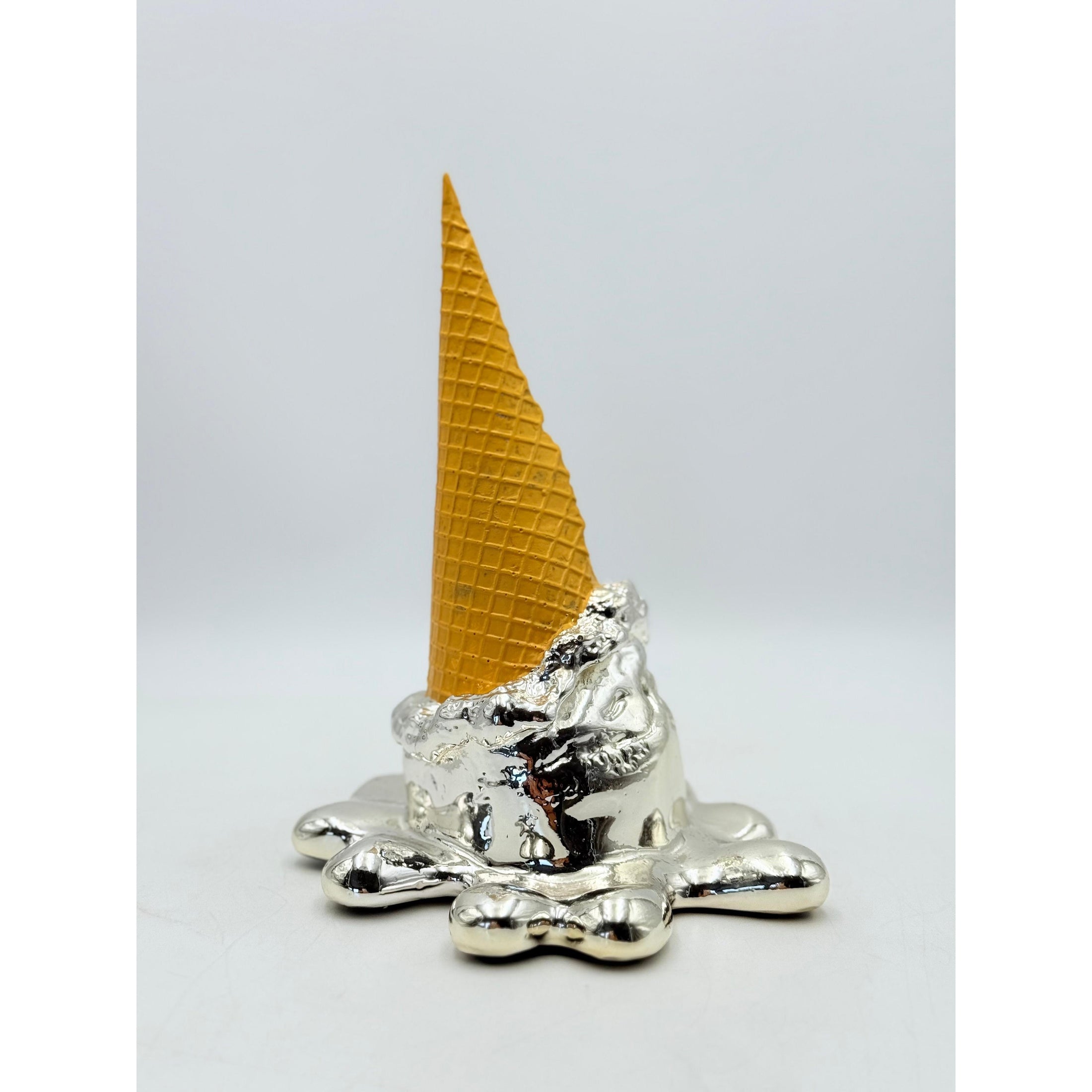 Opps! No.1 Melting Ice Cream Sculpture - Silver Chrome Edition - silver chrome opps no 1 melting ice cream sculpture, luxury…