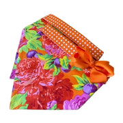 Orange & Pink Flowers Bandana Dog Collar With Bow