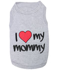 Load image into Gallery viewer, Parisian Pet 'I Love Mommy®' Embroidered Cotton T-shirt for Dogs & Cats – Gray-Valentine's Day
